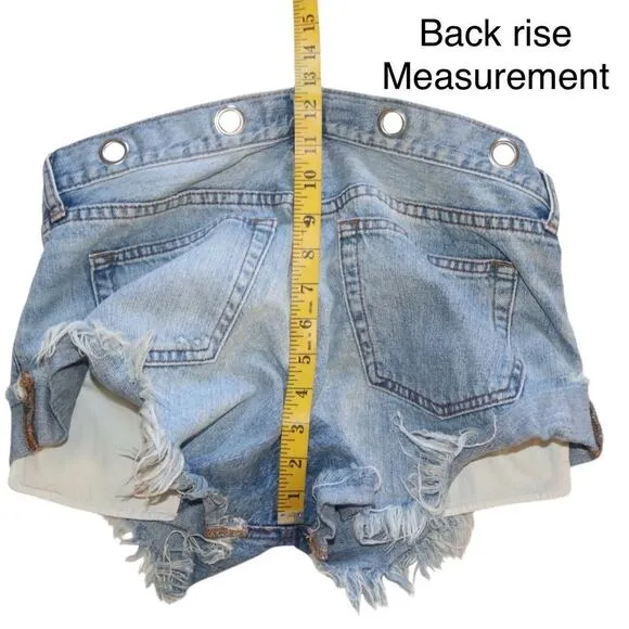 Free People Sashed &amp; Relaxed Cutoff Denim Shorts Size 27
