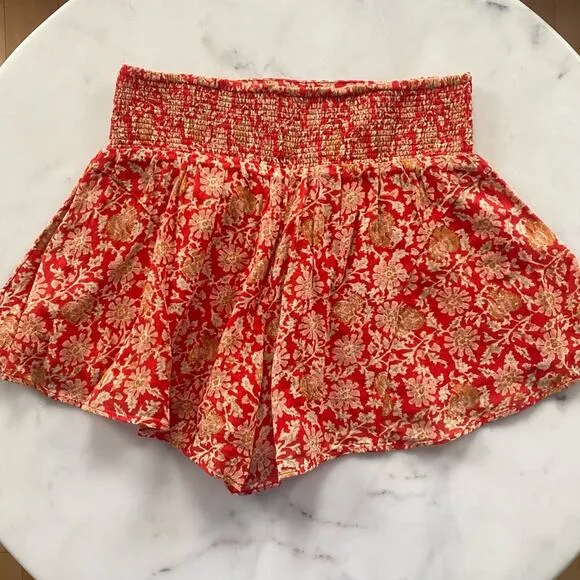 Free People Say It's So Cotton Shorts In Pink Floral Combo Size Small