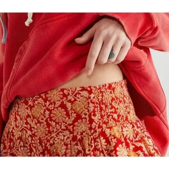 Free People Say It's So Cotton Shorts In Pink Floral Combo Size Small