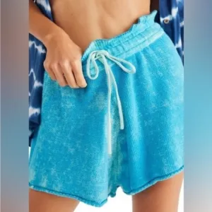 Free People shorts blue knit tie dye pocket