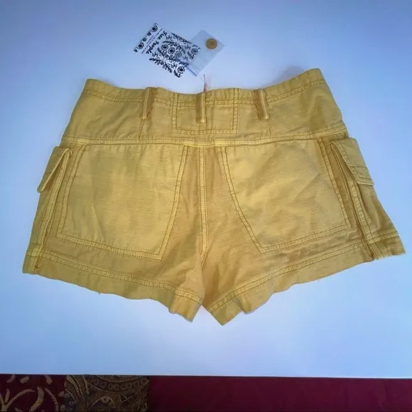 Free People Shorts Bungalow Cargo Shorts Washed Mustard Sz 4