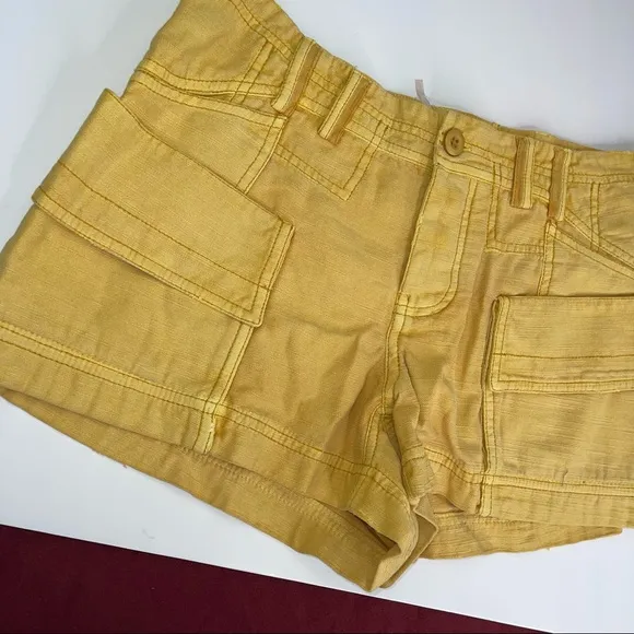 Free People Shorts Bungalow Cargo Shorts Washed Mustard Sz 4