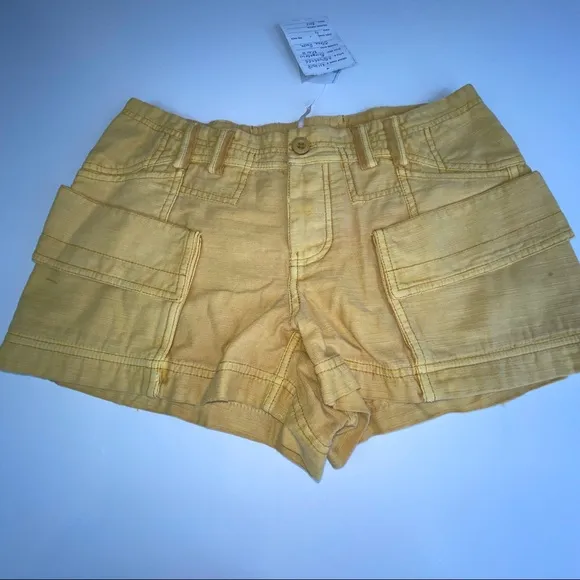 Free People Shorts Bungalow Cargo Shorts Washed Mustard Sz 4
