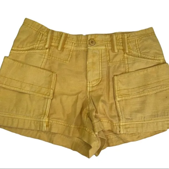Free People Shorts Bungalow Cargo Shorts Washed Mustard Sz 4
