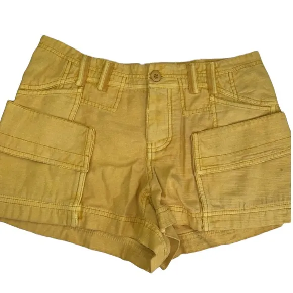 Free People Shorts Bungalow Cargo Shorts Washed Mustard Sz 4