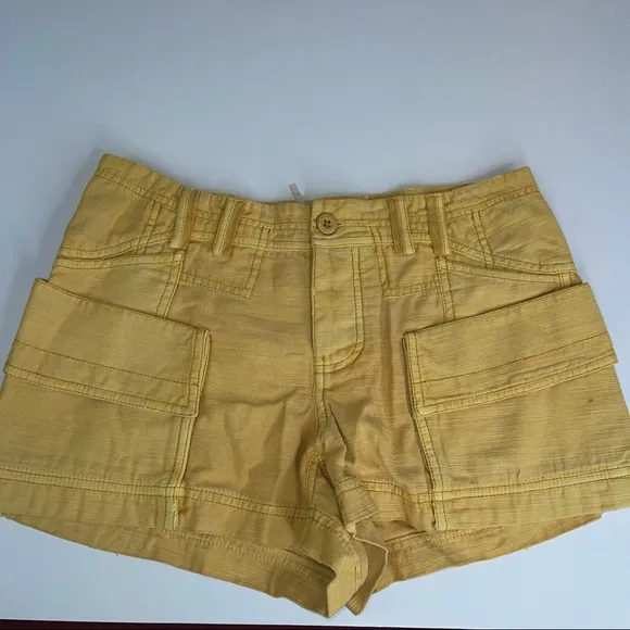 Free People Shorts Bungalow Cargo Shorts Washed Mustard Sz 4