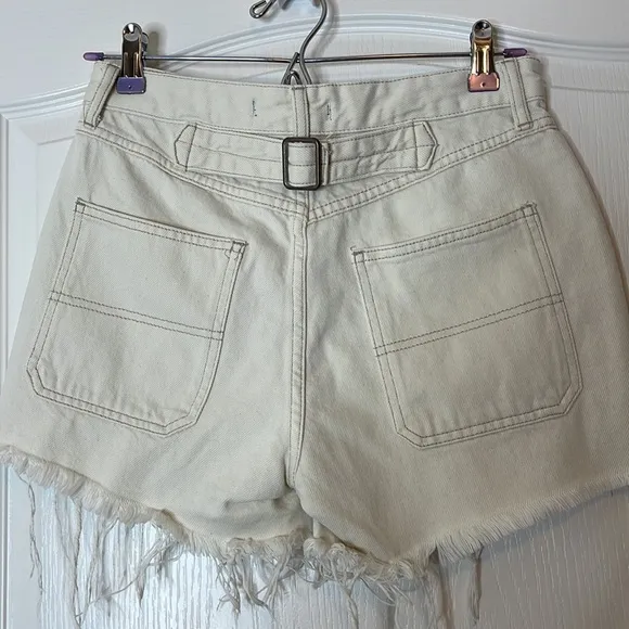 Free People Shorts Worn White Jesse Denim Carpenter Shorts 26
