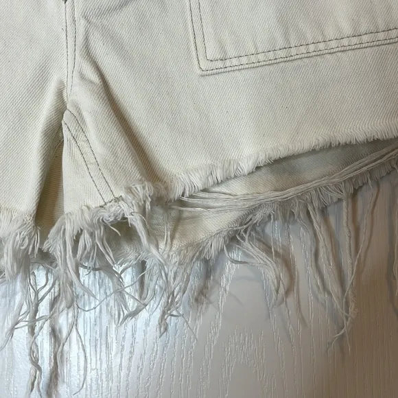 Free People Shorts Worn White Jesse Denim Carpenter Shorts 26