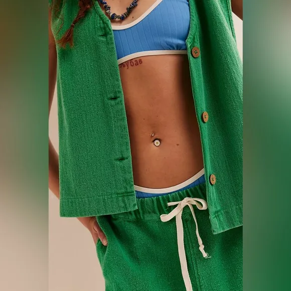 Free People So Fresh Vest Shorts Set by Free-est in First Tee Green
