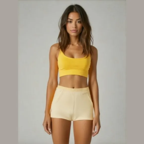 Free people starfruit yellow terry cloth shorts size medium