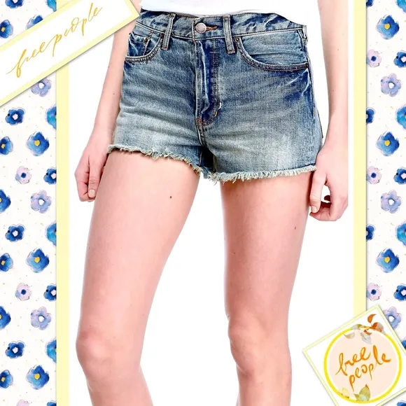 Free People Stilt Denim Cutoff Short in Camp (Blue)