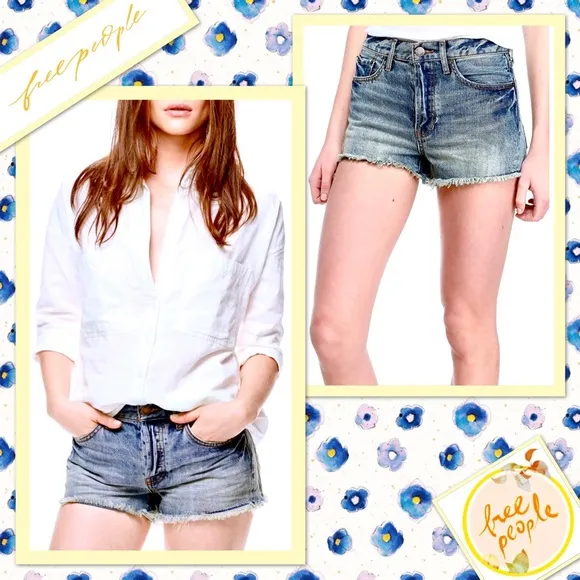 Free People Stilt Denim Cutoff Short in Camp (Blue)