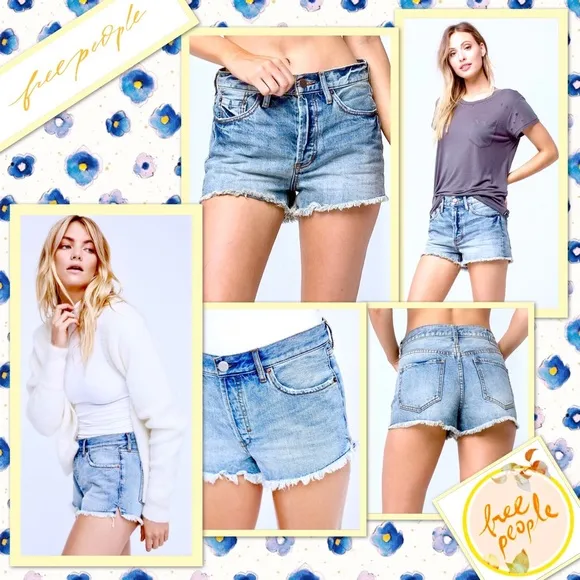Free People Stilt Denim Cutoff Short in Camp (Blue)