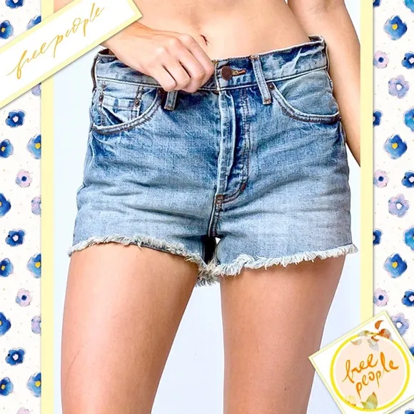 Free People Stilt Denim Cutoff Short in Camp (Blue)