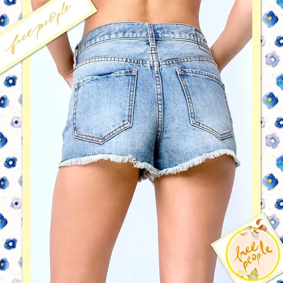 Free People Stilt Denim Cutoff Short in Camp (Blue)