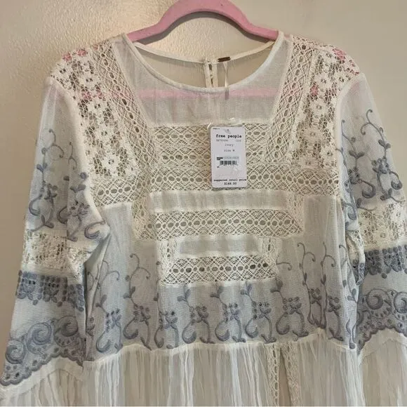 Free People Sweet Sunny Days gauze tunic dress ivory size medium