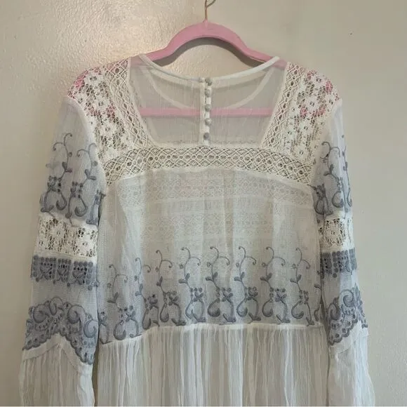 Free People Sweet Sunny Days gauze tunic dress ivory size medium