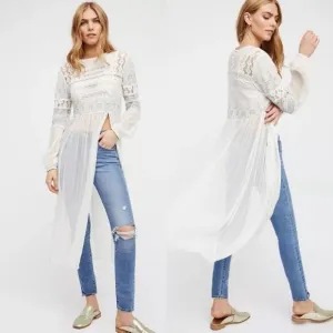 Free People Sweet Sunny Days gauze tunic dress ivory size medium