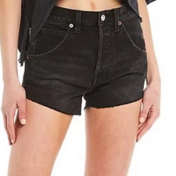 Free People Taliesin Cut Off Shorts Washed Black