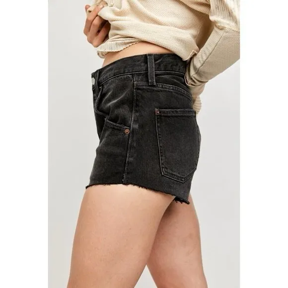 Free People Taliesin Washed Black Cut Off Shorts Size 25