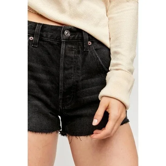 Free People Taliesin Washed Black Cut Off Shorts Size 25