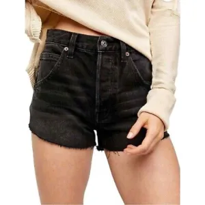Free People Taliesin Washed Black Cut Off Shorts Size 25