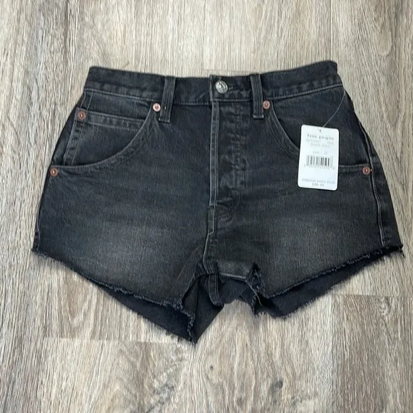 Free People Taliesin Washed Black Cut Off Shorts Size 25