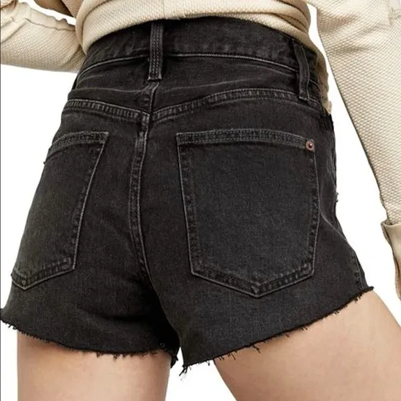 Free People Taliesin Washed Black Cut Off Shorts Size 25