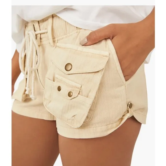 Free People Utility Cargo Shorts with Pockets and Draw Strings