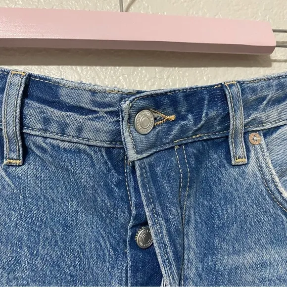 Free People We the Free Beach Bum Distressed Medium Wash Denim Shorts