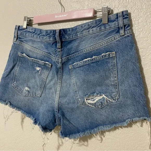 Free People We the Free Beach Bum Distressed Medium Wash Denim Shorts