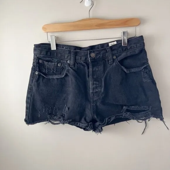 Free People We The Free Black Denim Cutoff Distressed Women’s Shorts Size 29​