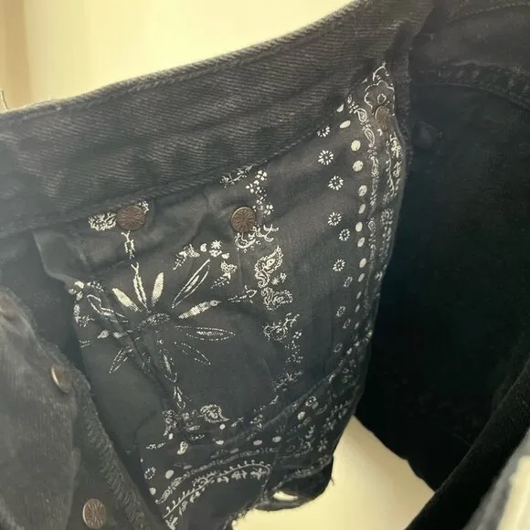 Free People We The Free Black Denim Cutoff Distressed Women’s Shorts Size 29​
