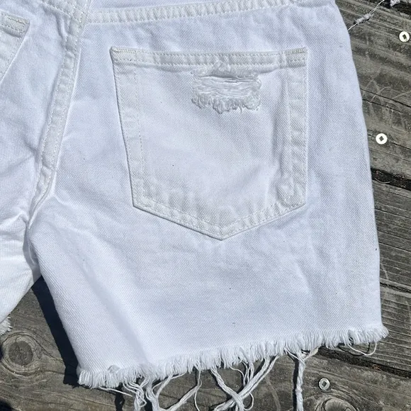 🆕Free People we the free button fly distressed cutoff shorts optic white  24