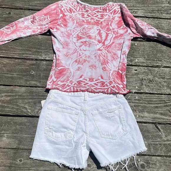🆕Free People we the free button fly distressed cutoff shorts optic white  24