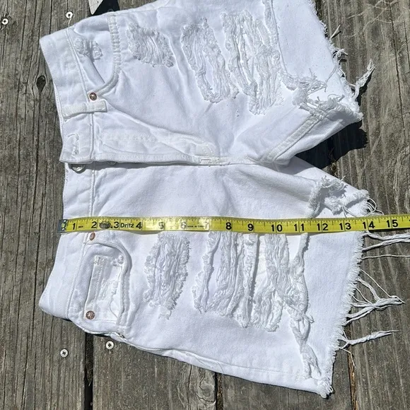 🆕Free People we the free button fly distressed cutoff shorts optic white  24