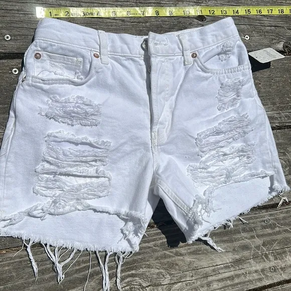 🆕Free People we the free button fly distressed cutoff shorts optic white  24