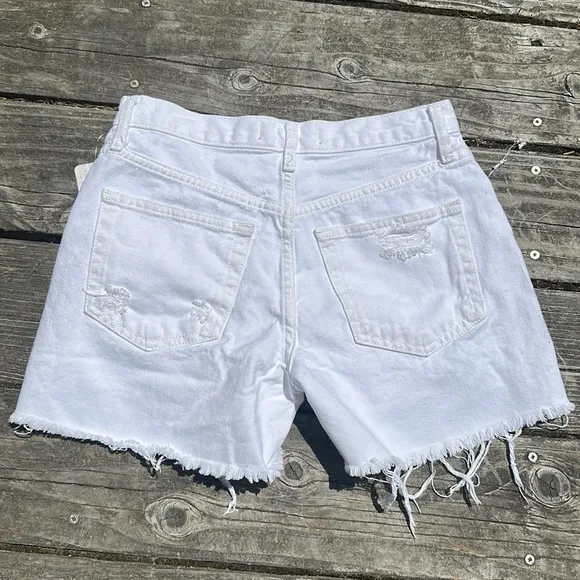 🆕Free People we the free button fly distressed cutoff shorts optic white  24