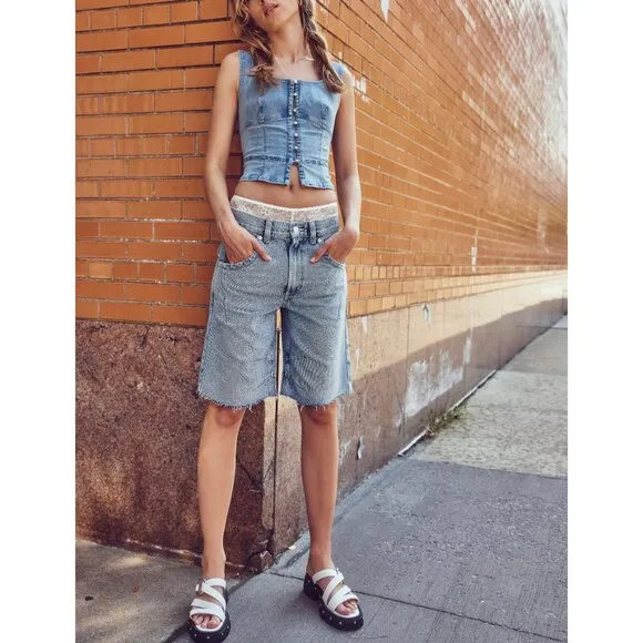 FREE PEOPLE We The Free Ghost Town Long Shorts / Bodie Blue