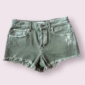 Free People We The Free green frayed hem denim shorts in size 28