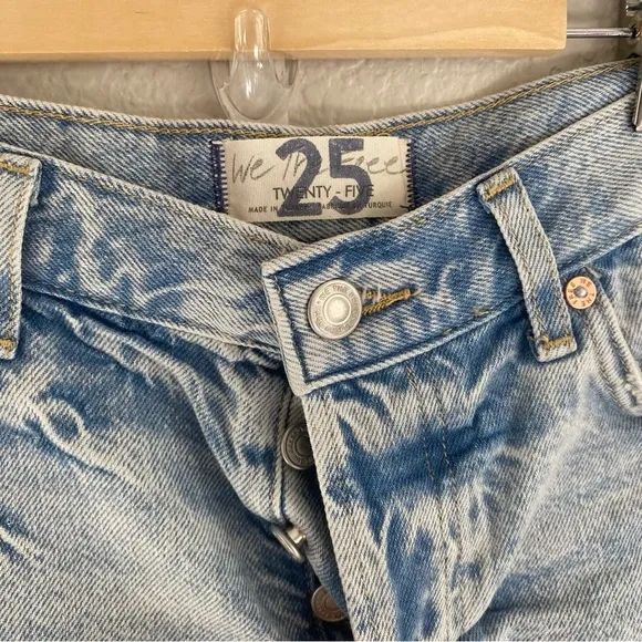Free People We The Free Light Stonewash Distressed Jean Shorts