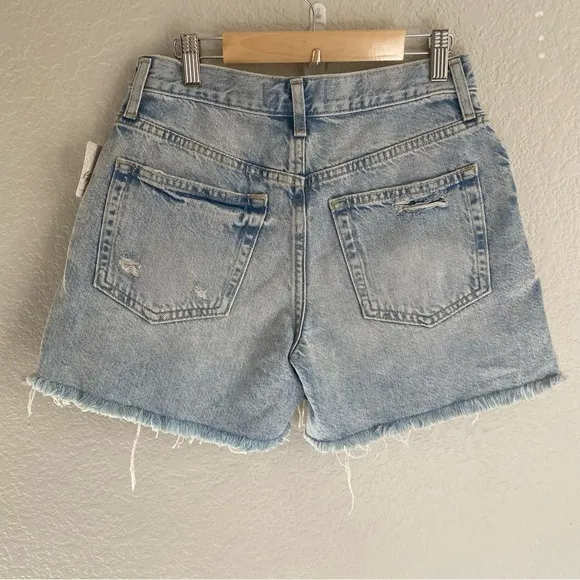 Free People We The Free Light Stonewash Distressed Jean Shorts