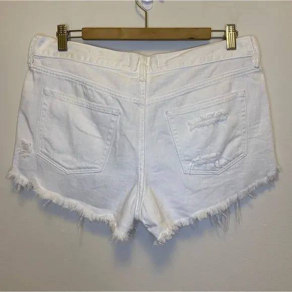 FREE PEOPLE We the Free Loving Good Vibrations Cutoff Denim Shorts White Sz 29