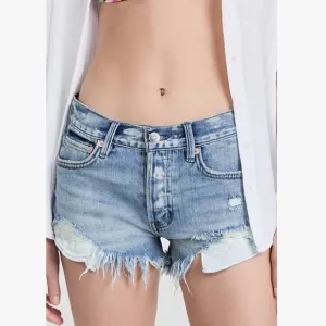 Free People We the Free Loving Good Vibrations Distressed Denim Shorts Sz. 24