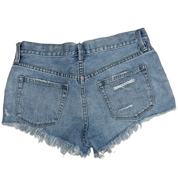 Free People We the Free Loving Good Vibrations Distressed Denim Shorts Sz. 24