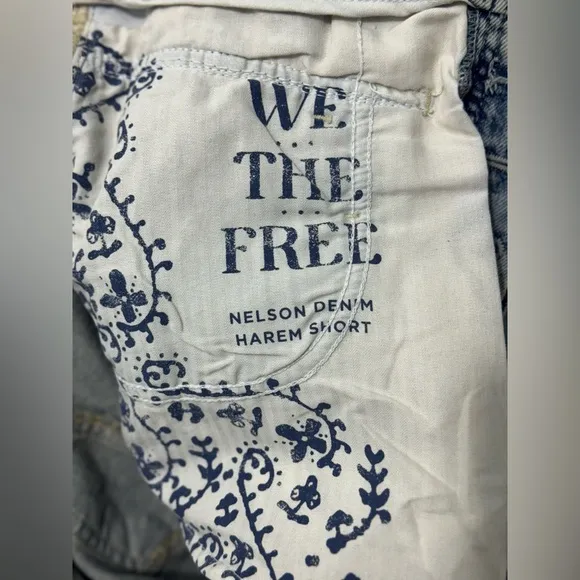 Free People We The Free Nelson Denim Harem Short ~ NWOT