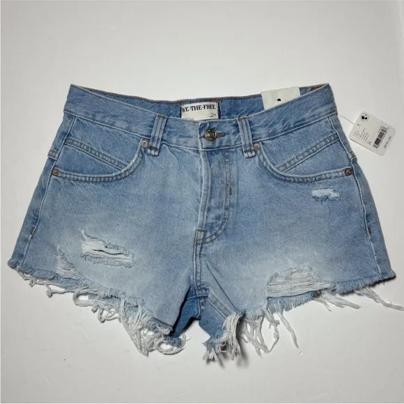 Free People We The Free Now or Never Denim Shorts in Moon Rise