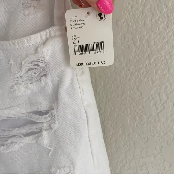 Free People We The Free Optic White Heavy Distress Shorts