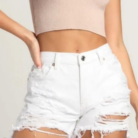 Free People we the free white distressed shorts size 31