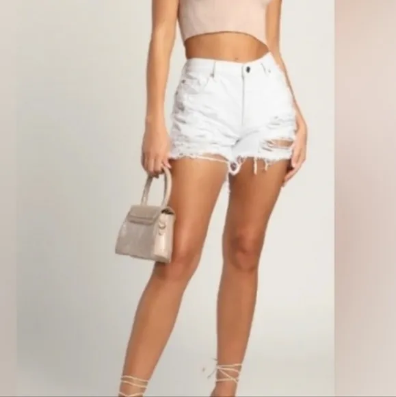 Free People we the free white distressed shorts size 31